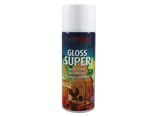 Gloss Super Spray White RAL 9016 400ml, PlastiKote