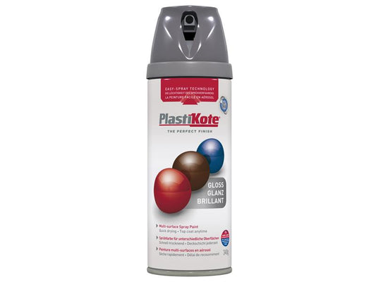 Twist & Spray Gloss Medium Grey 400ml, PlastiKote