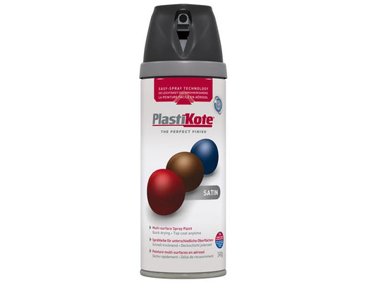 Twist & Spray Satin Black 400ml, PlastiKote