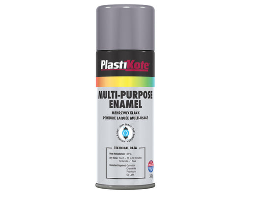 Multi Purpose Enamel Spray Paint Gloss Grey 400ml, PlastiKote