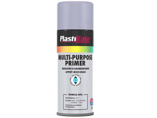 Multi Purpose Enamel Spray Grey Primer 400ml, PlastiKote