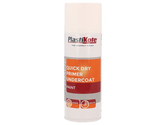 Trade Quick Dry Primer Spray White 400ml, PlastiKote