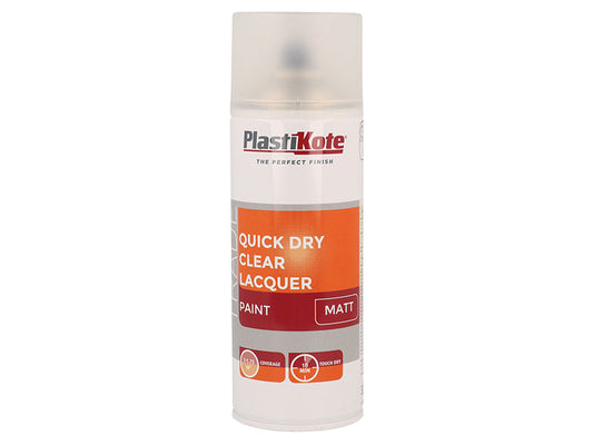 Trade Quick Dry Clear Lacquer Spray Matt 400ml, PlastiKote