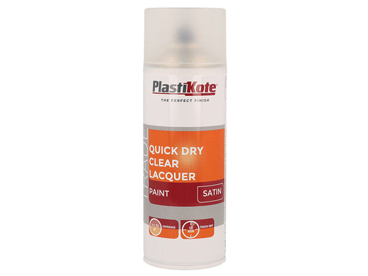 Trade Quick Dry Clear Lacquer Spray Satin 400ml, PlastiKote