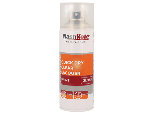 Trade Quick Dry Clear Lacquer Spray Gloss 400ml, PlastiKote