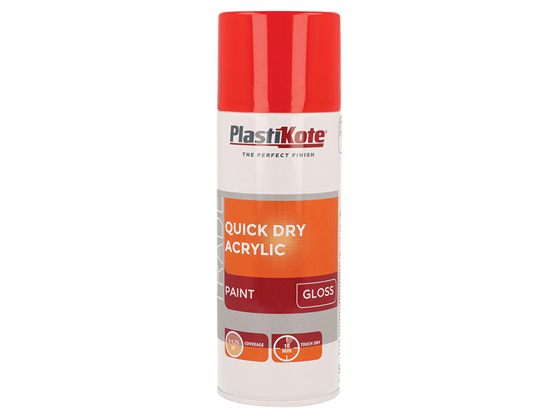 Trade Quick Dry Acrylic Spray Paint Gloss Red 400ml, PlastiKote