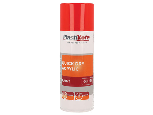 Trade Quick Dry Acrylic Spray Paint Gloss Red 400ml, PlastiKote