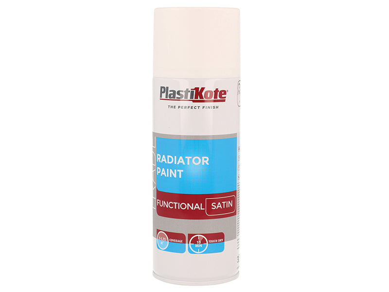 Trade Radiator Spray Paint Satin White 400ml, PlastiKote