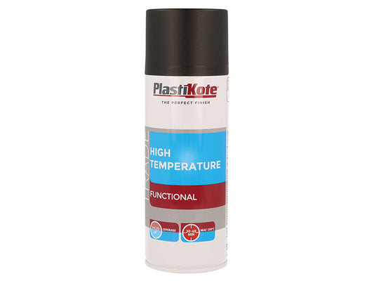 Trade High Temperature Spray Paint Black 400ml, PlastiKote