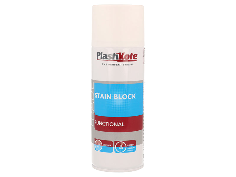 Trade Stain Block Spray Paint White 400ml, PlastiKote