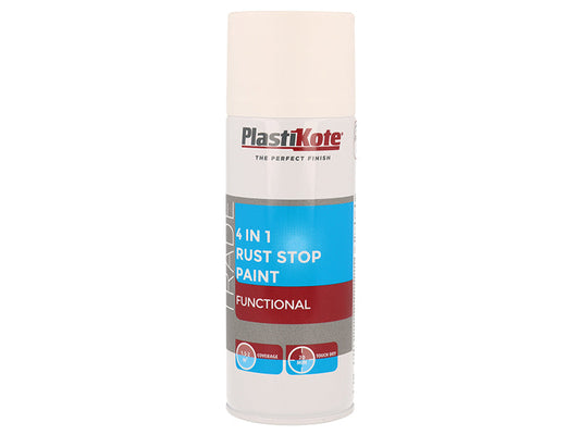 Trade 4-in-1 Rust Stop Spray Paint White 400ml, PlastiKote