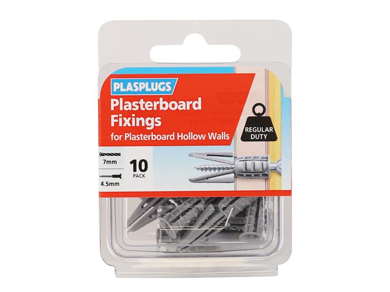 CF 104 Standard Plasterboard Fixings Pack of 10, Plasplugs