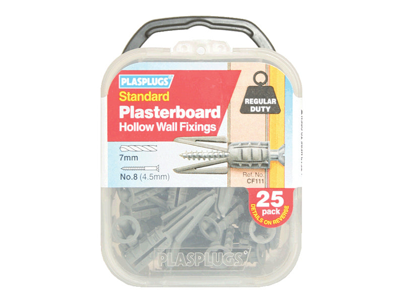 CF 111 Standard Plasterboard Fixings Pack of 25, Plasplugs