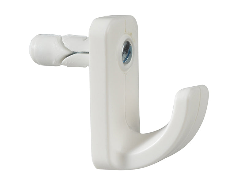 White Single Hollow Door Hook Pack of 1, Plasplugs