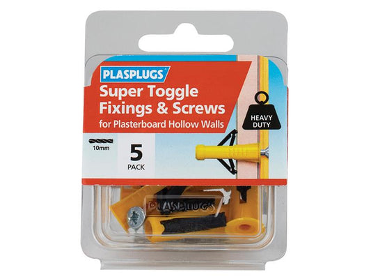 Super Toggle Fixings & Screws Pack 5, Plasplugs