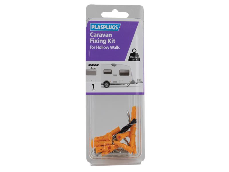 Caravan Fixing Kit for Hollow Walls, Plasplugs