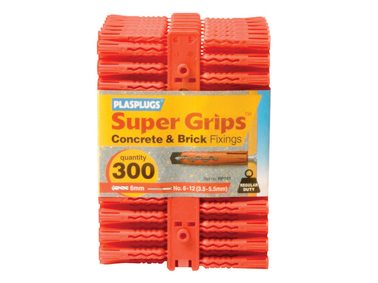 RP 187 Solid Wall Super Grips™ Fixings Red (300), Plasplugs