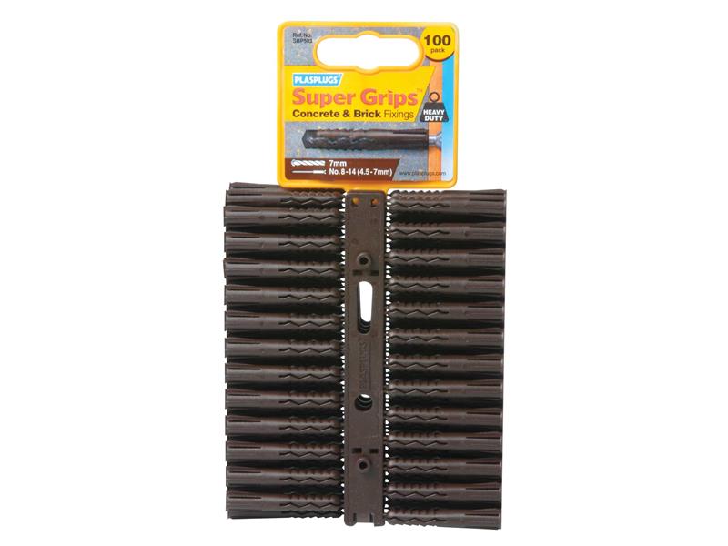 SBP 503 Solid Wall Super Grips™ Fixings Brown (100), Plasplugs