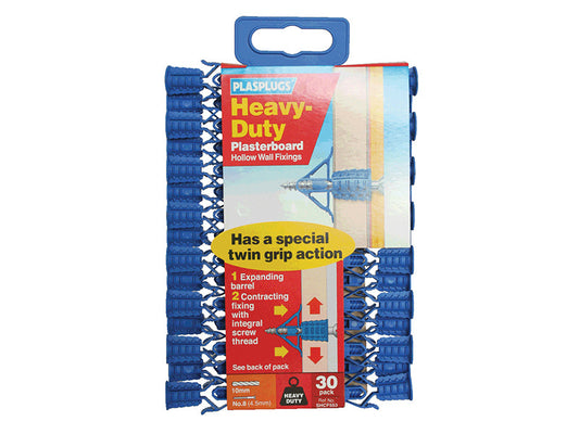 HCF 553 Heavy-Duty Plasterboard Fixings Pack of 30, Plasplugs