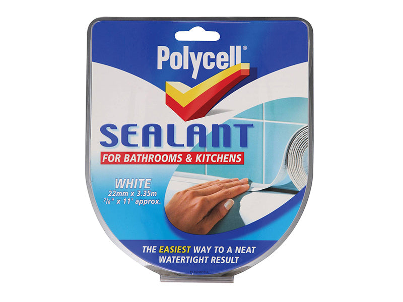 Sealant Strip Kitchen / Bathroom White 22mm, Polycell