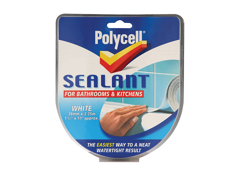 Sealant Strip Kitchen / Bathroom White 41mm, Polycell