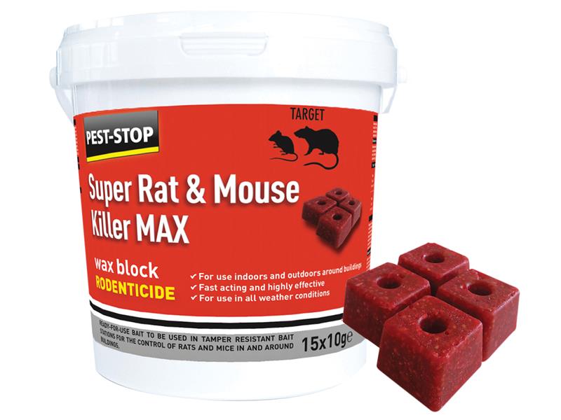 Super Rat & Mouse Killer MAX Wax Blocks, Pest-Stop (Pelsis Group)