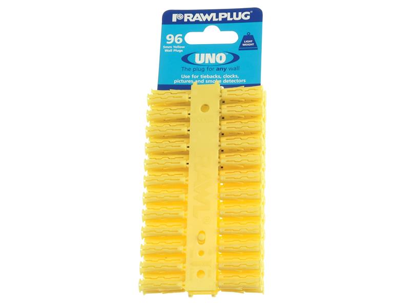 Yellow UNO® Plugs 5 x 24mm (Card 96), Rawlplug