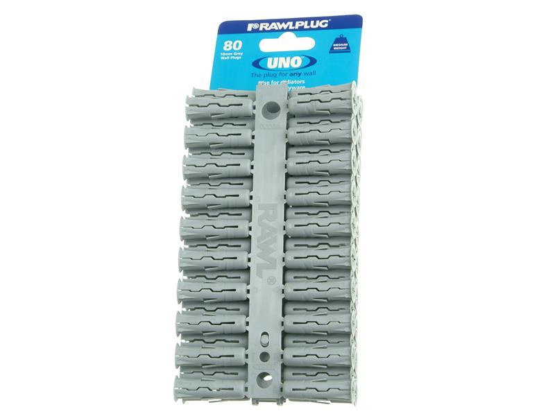 Grey UNO® Plugs 10 x 36mm (Card 80), Rawlplug