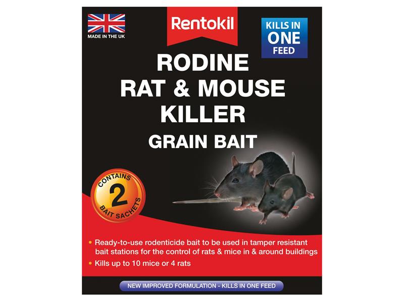 Rodine Rat & Mouse Killer Grain Bait (Sachets 2), Rentokil