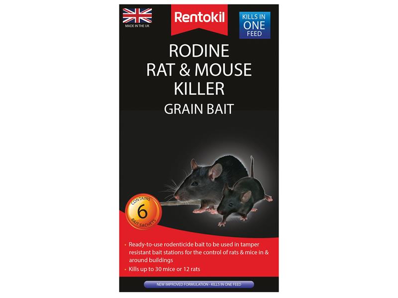 Rodine Rat & Mouse Killer Grain Bait (Sachets 6), Rentokil