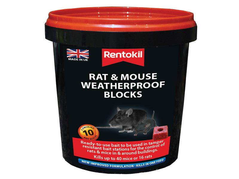 Rat & Mouse Weatherproof Blocks (Tub of 10), Rentokil