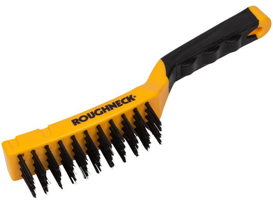 Carbon Steel Wire Brush Soft Grip 300mm (12in) - 4 Row, Roughneck