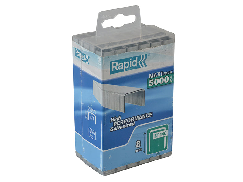 140/8 8mm Galvanised Staples (Poly Pack 5000), Rapid