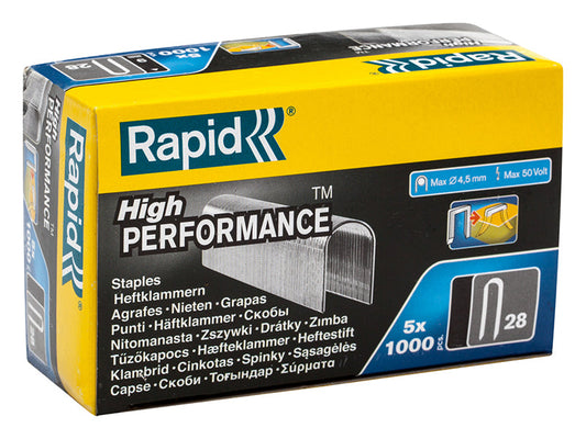 28/10 10mm DP x 5m Galvanised Staples (Box 1000 x 5), Rapid