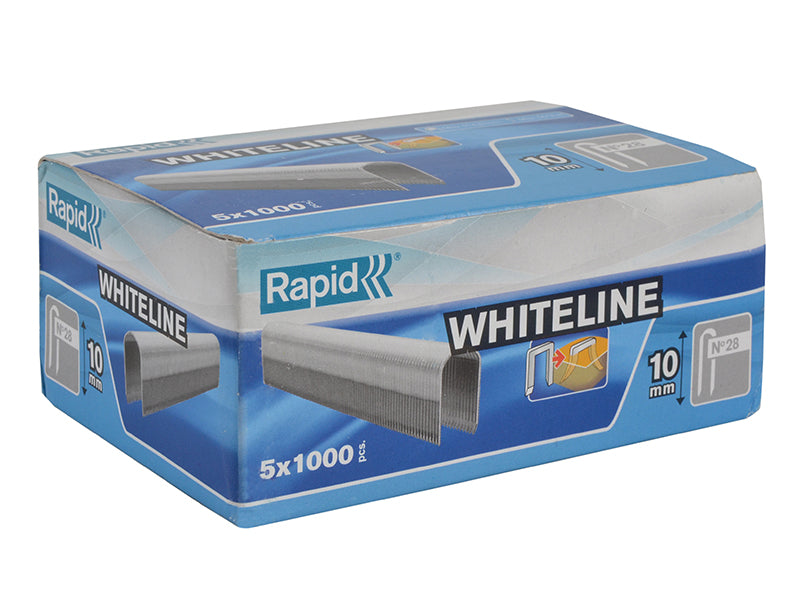 28/10 10mm DP x 5m White Staples (Box 1000 x 5), Rapid