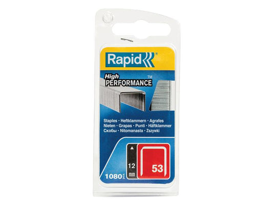 53/12B 12mm Galvanised Staples (Pack 1080), Rapid