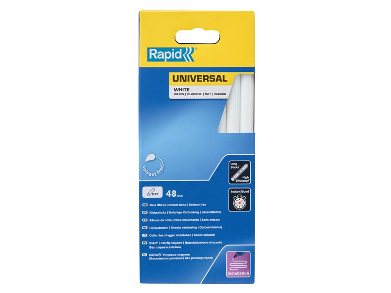 Universal Glue Sticks, White 12 x 190mm (Pack 48), Rapid