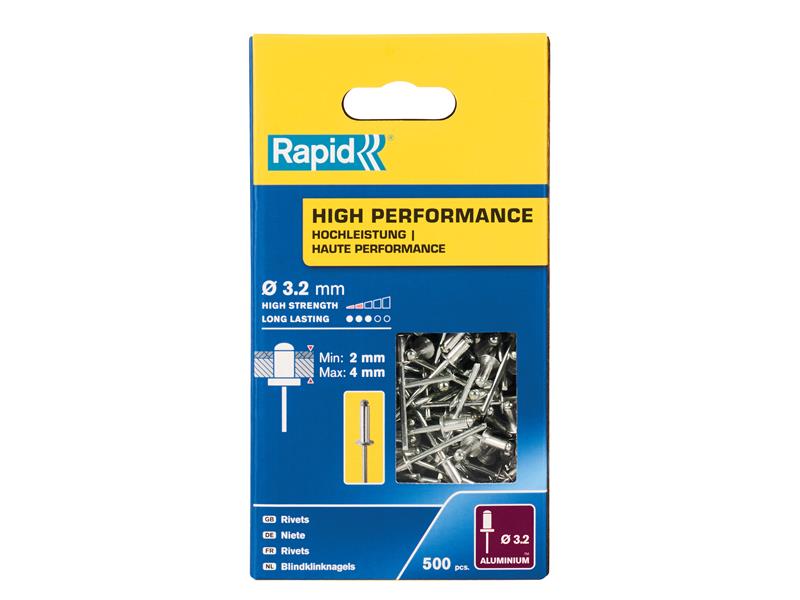 High Performance Rivets 3.2 x 8mm (Box 500), Rapid