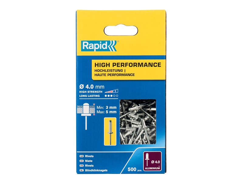 High Performance Rivets 4 x 8mm (Box 500), Rapid