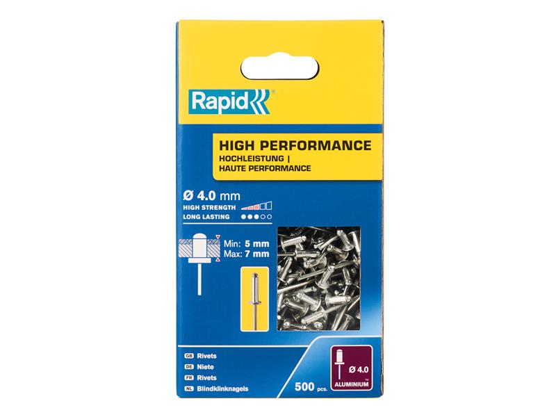 High Performance Rivets 4 x 10mm (Box 500), Rapid