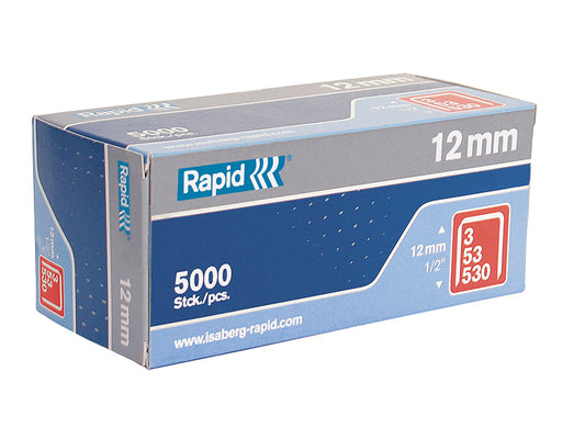 53/12B 12mm Galvanised Staples (Box 5000), Rapid