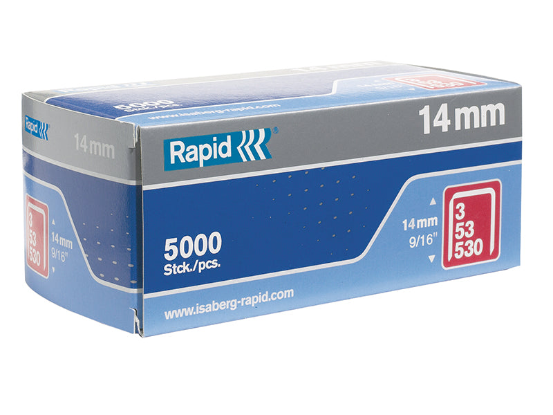 53/14B 14mm Galvanised Staples (Box 5000), Rapid