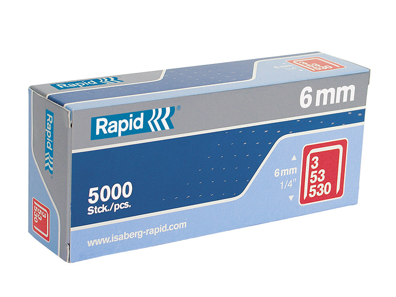 53/6B 6mm Galvanised Staples (Box 5000), Rapid