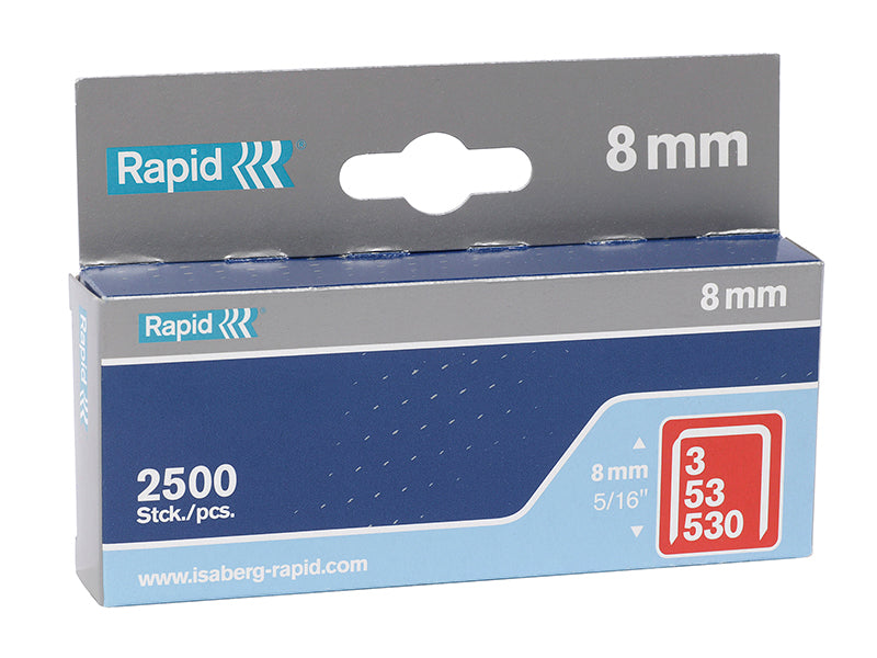 53/8B 8mm Galvanised Staples (Box 2500), Rapid