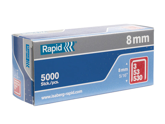 53/8B 8mm Galvanised Staples (Box 5000), Rapid