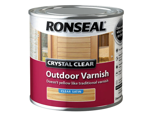 Crystal Clear Outdoor Varnish Satin 250ml, Ronseal