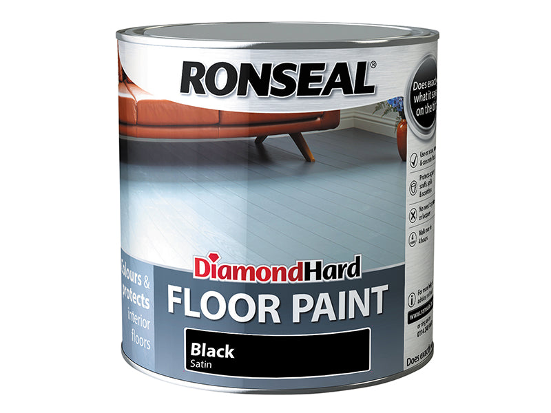 Diamond Hard Floor Paint Satin Black 2.5 litre, Ronseal