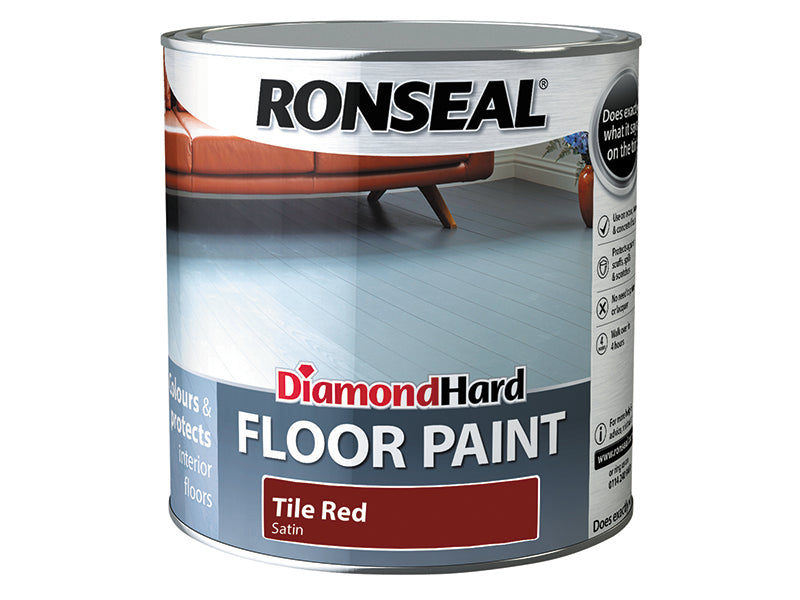 Diamond Hard Floor Paint Satin Tile Red 2.5 litre, Ronseal