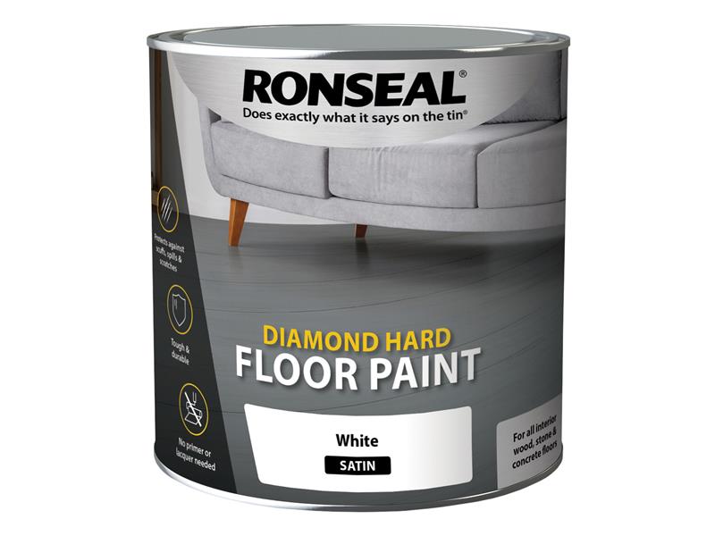 Diamond Hard Floor Paint Satin White 2.5 litre, Ronseal