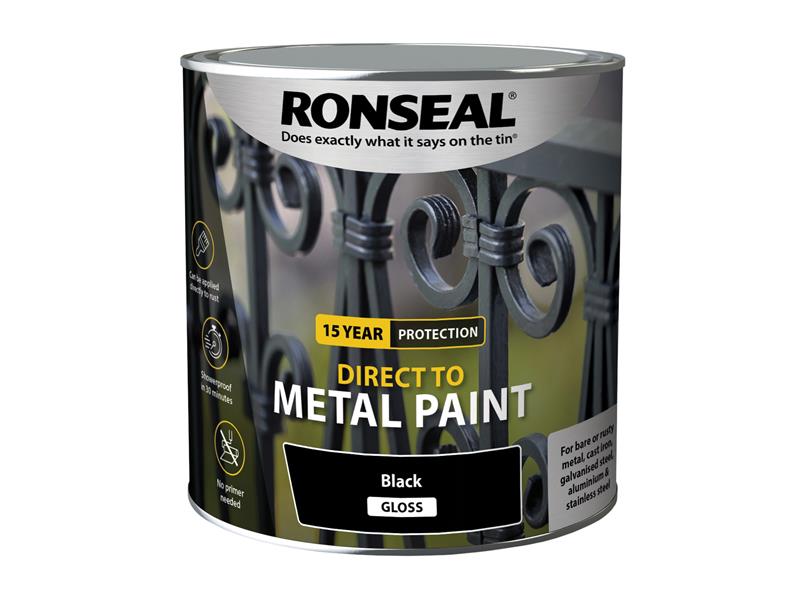 Direct to Metal Paint Black Gloss 2.5 litre, Ronseal